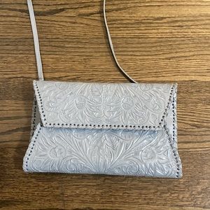Alexis David Handmade Leather Grey / Blue Envelope Clutch